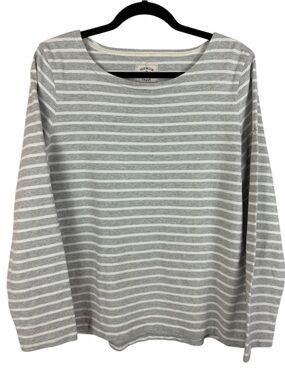 Joules Striped Long Sleeve Top Size 12 Grey White Breton Cotton Casual Shirt